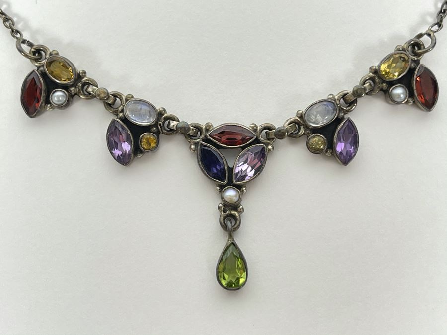 Sterling Silver Multi-Stone Necklace 12.5g Fair Market Value $100 [Photo 7]