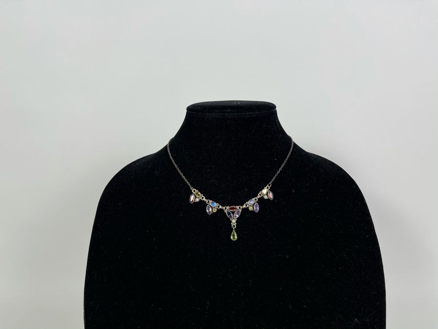 Sterling Silver Multi-Stone Necklace 12.5g Fair Market Value $100 [Photo 4]