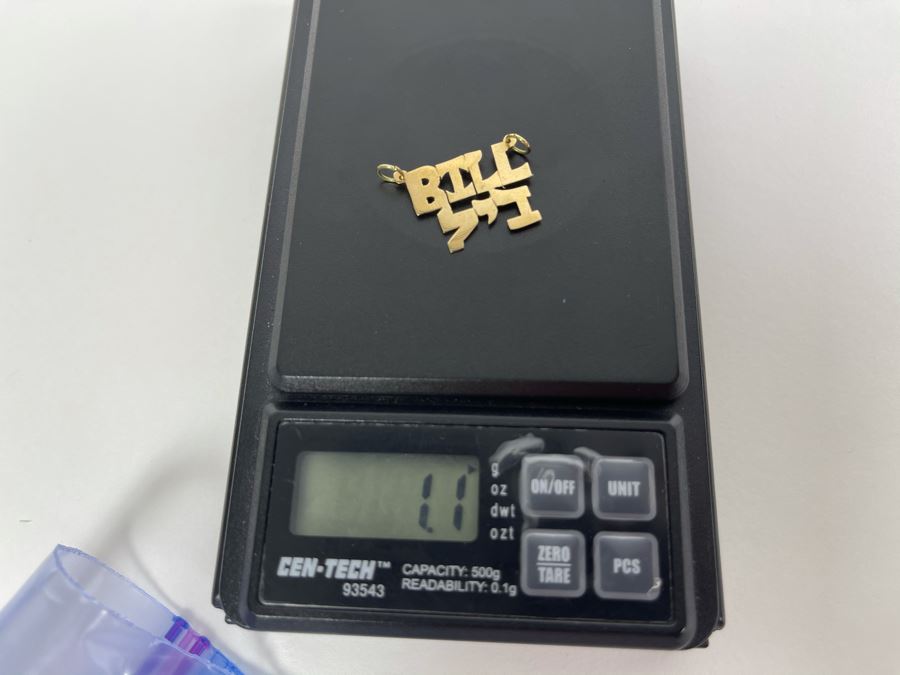 14K Gold Bill Name Pendant 1.1g [Photo 4]
