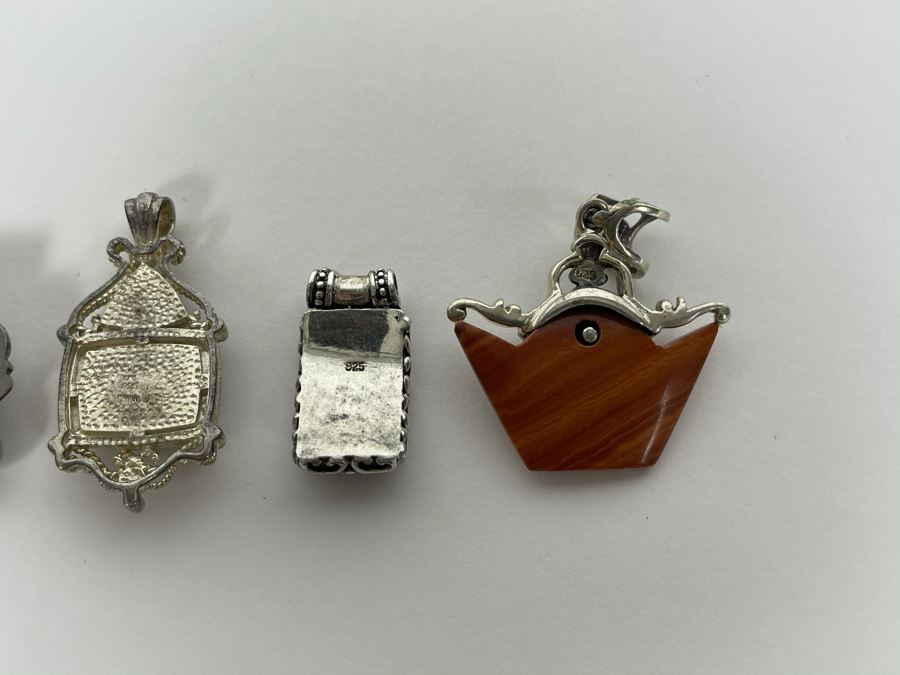Collection Of Sterling Silver Pendants With Carnelian, Jasper And Lapis Lazuli Total Weight 42.2g Fair Market Value $100 [Photo 8]