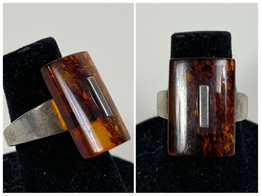 Sterling Silver Amber Size 6 4.2g