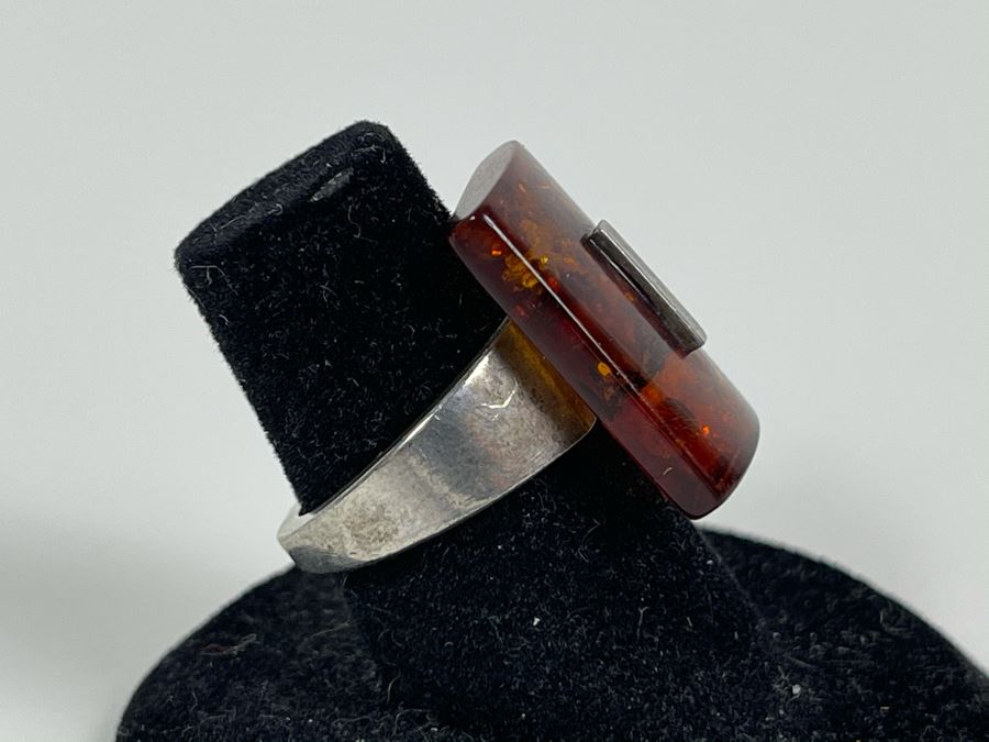 Sterling Silver Amber Size 6 4.2g [Photo 5]