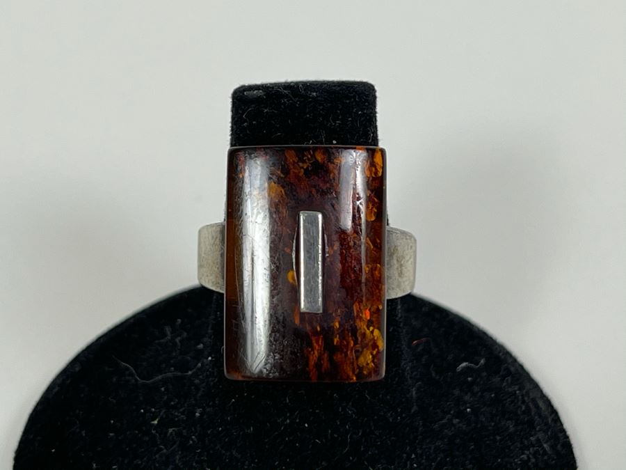 Sterling Silver Amber Size 6 4.2g [Photo 2]