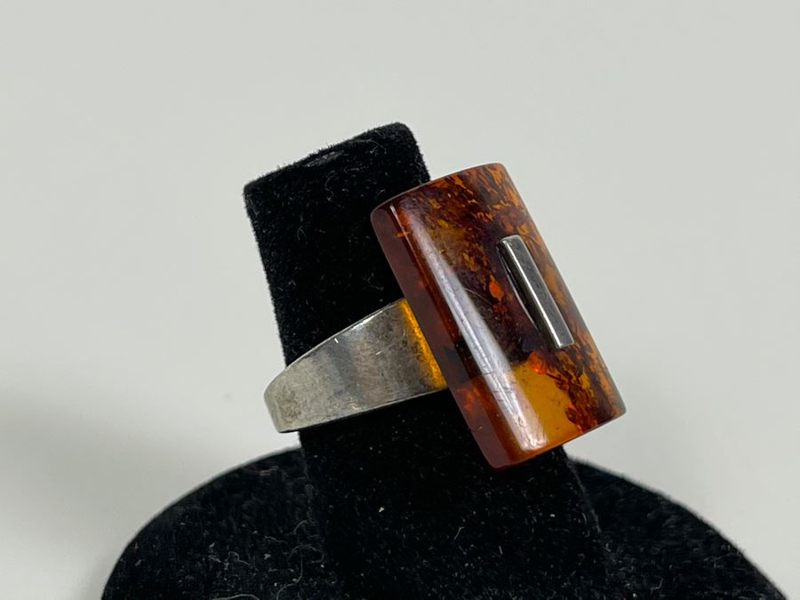Sterling Silver Amber Size 6 4.2g [Photo 4]