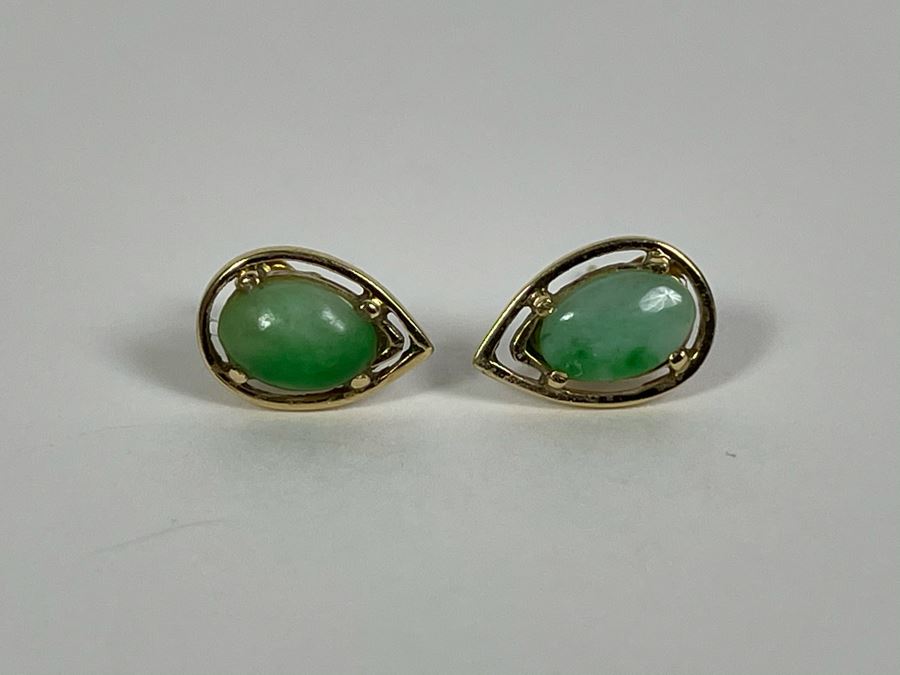 14K Jadeite Earrings 1.6g [Photo 2]