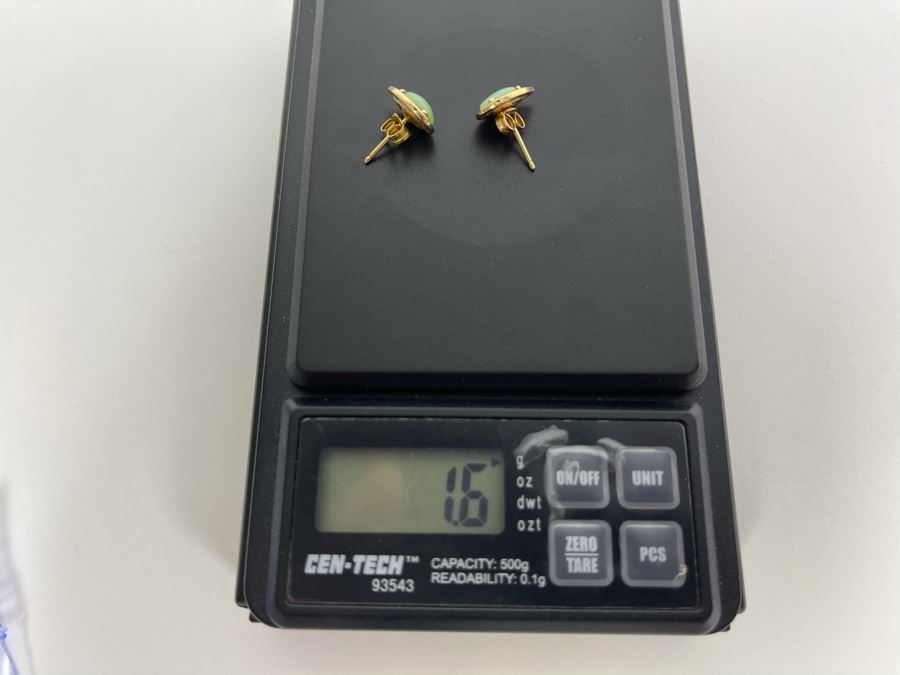 14K Jadeite Earrings 1.6g [Photo 6]
