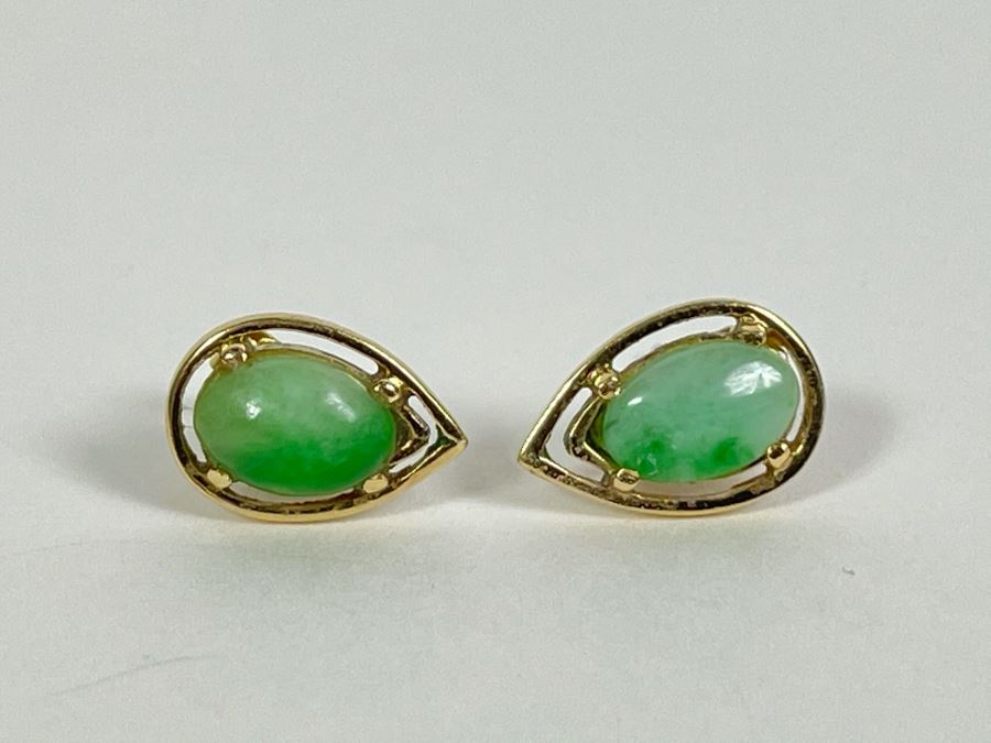 14K Jadeite Earrings 1.6g