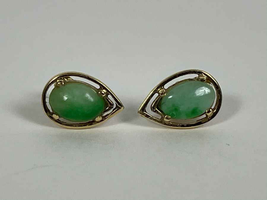 14K Jadeite Earrings 1.6g [Photo 3]