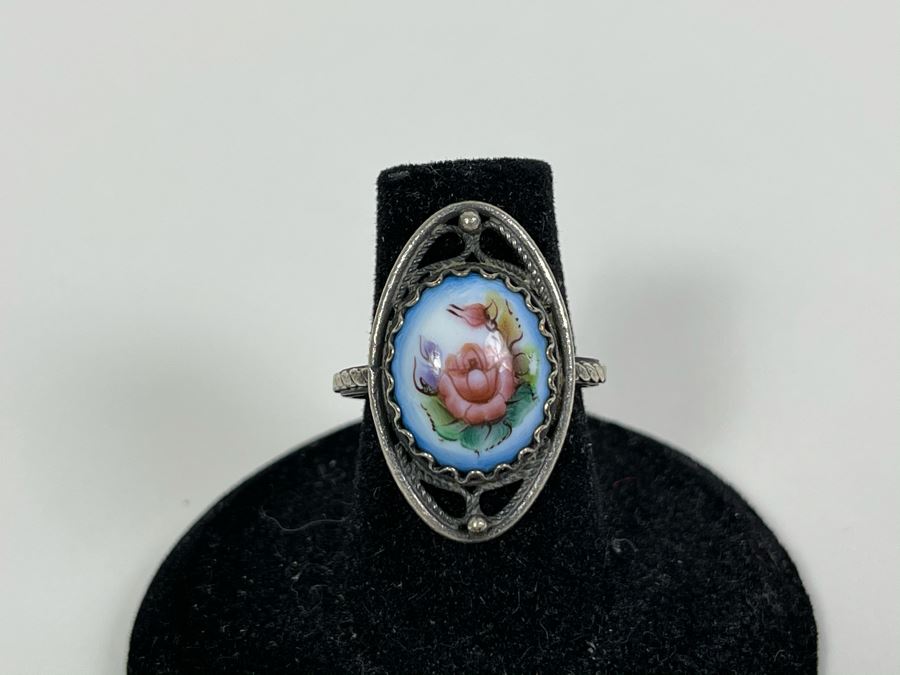 Collection Of Four Russian Hand Painted Enamel Rostov Finift Rings Sizes 6 And 5 [Photo 15]