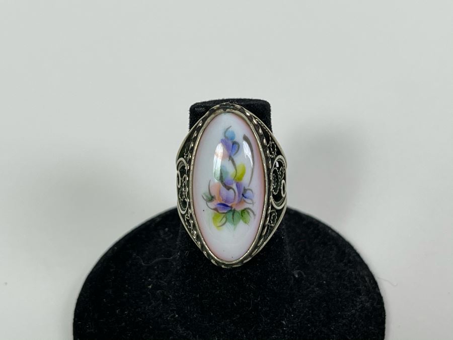 Collection Of Four Russian Hand Painted Enamel Rostov Finift Rings Sizes 6 And 5 [Photo 7]