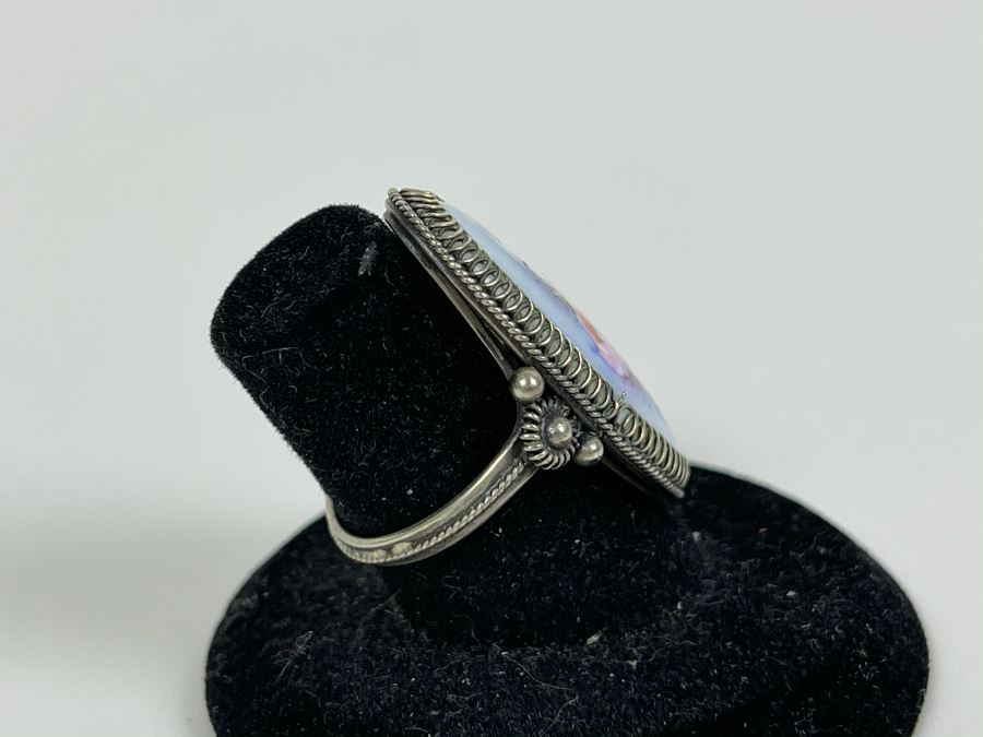 Collection Of Four Russian Hand Painted Enamel Rostov Finift Rings Sizes 6 And 5 [Photo 4]