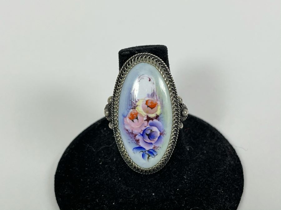 Collection Of Four Russian Hand Painted Enamel Rostov Finift Rings Sizes 6 And 5 [Photo 3]