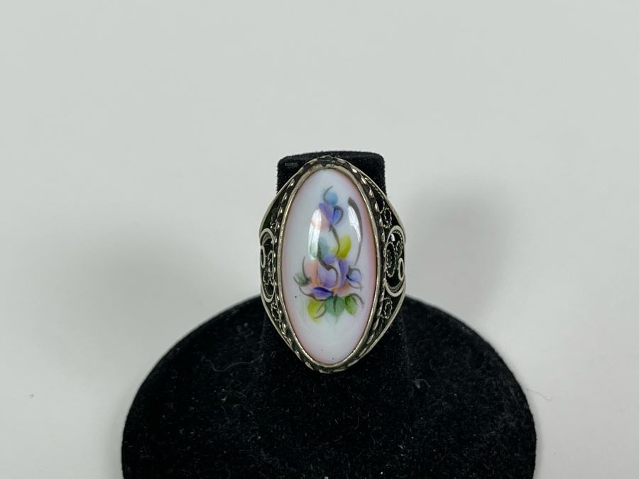 Collection Of Four Russian Hand Painted Enamel Rostov Finift Rings Sizes 6 And 5 [Photo 8]