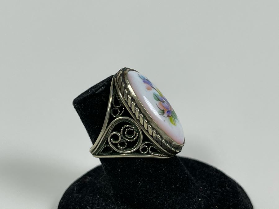 Collection Of Four Russian Hand Painted Enamel Rostov Finift Rings Sizes 6 And 5 [Photo 9]