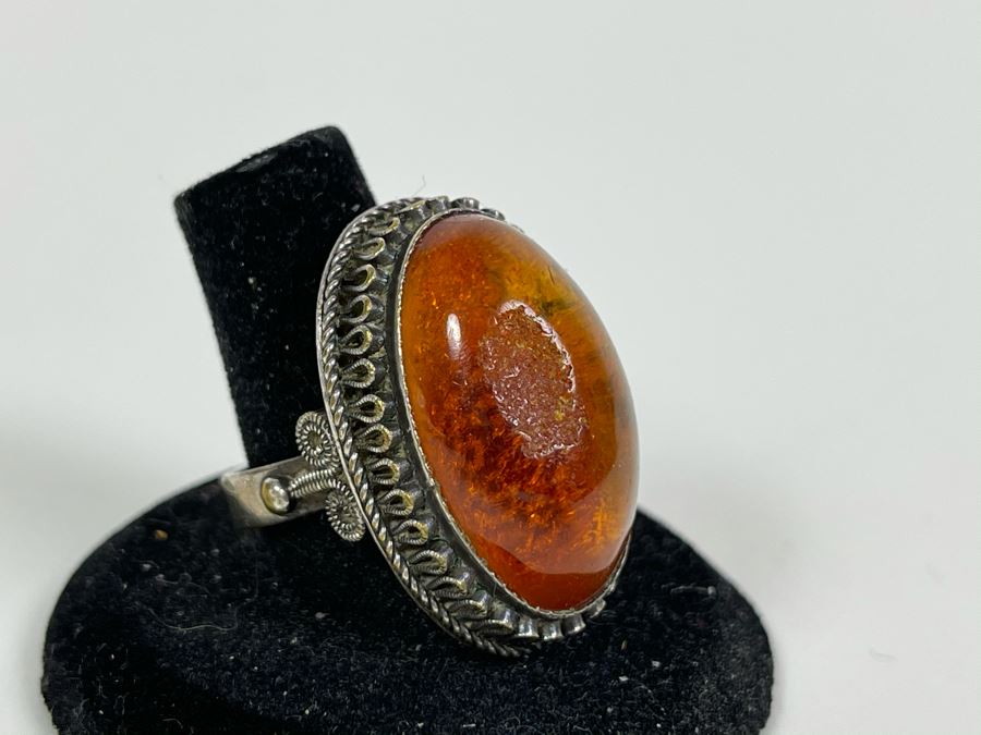 Sterling Silver Amber Size 8 9.8g [Photo 4]