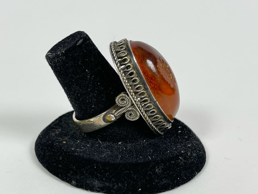Sterling Silver Amber Size 8 9.8g [Photo 5]