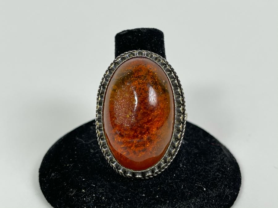 Sterling Silver Amber Size 8 9.8g [Photo 3]