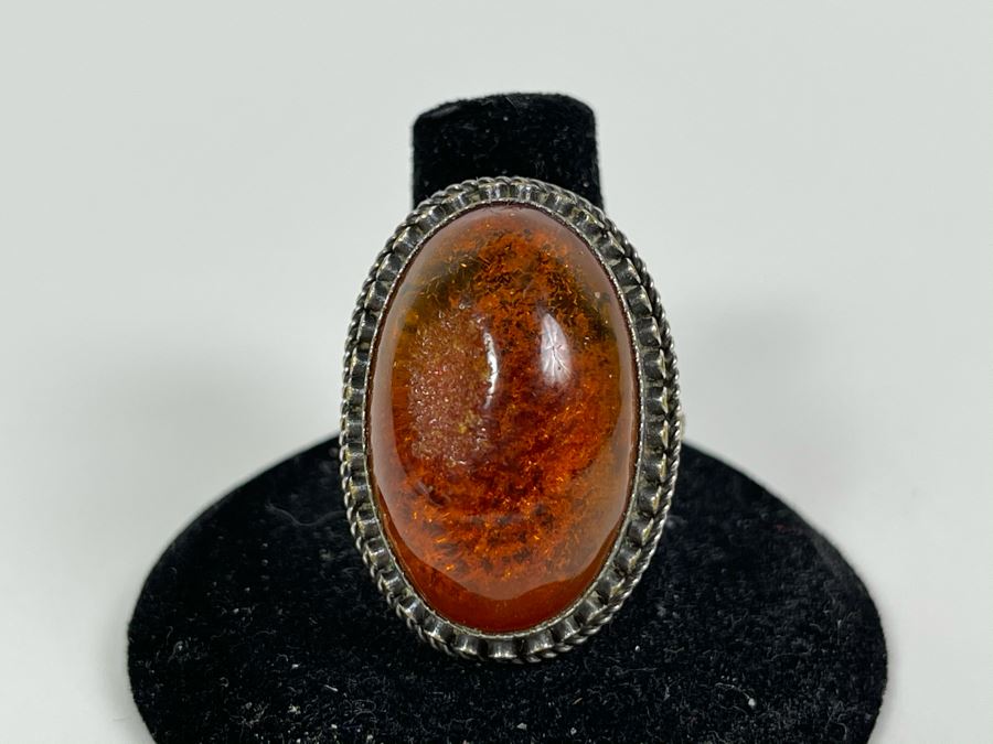 Sterling Silver Amber Size 8 9.8g [Photo 2]