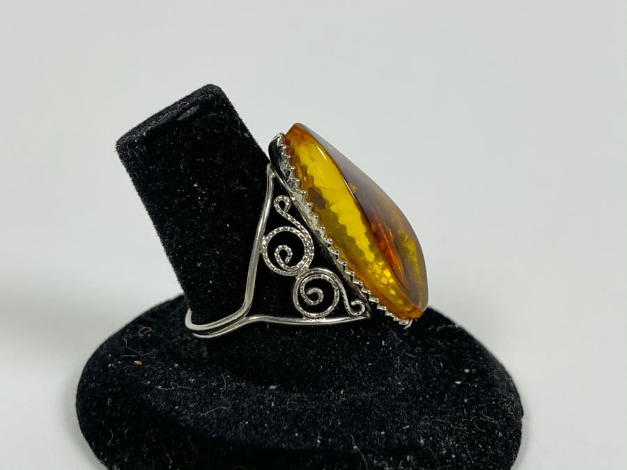 Sterling Silver Amber Size 7.5 3.7g [Photo 4]