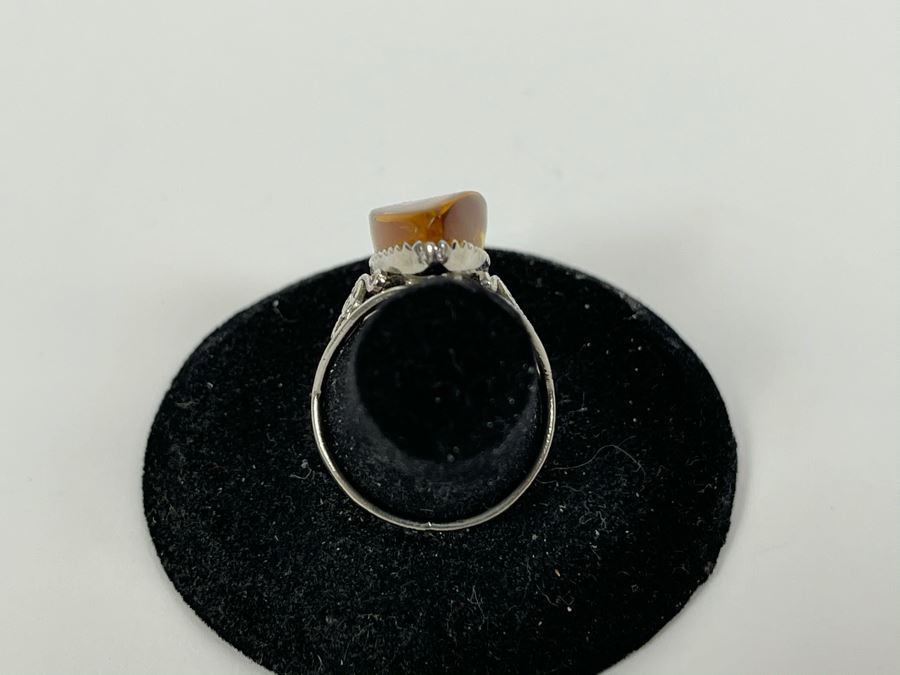 Sterling Silver Amber Size 7.5 3.7g [Photo 5]