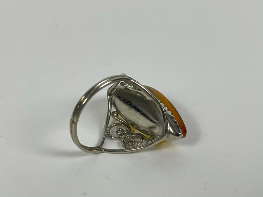 Sterling Silver Amber Size 7.5 3.7g [Photo 6]