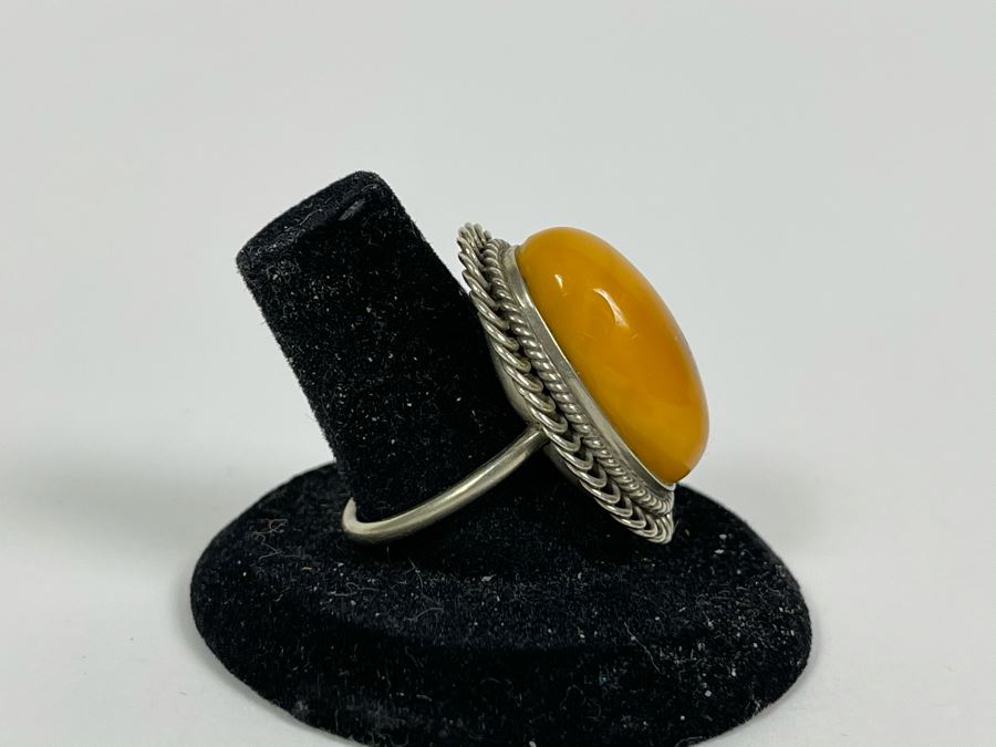 Sterling Silver Amber Size 8.5 8.9g [Photo 4]