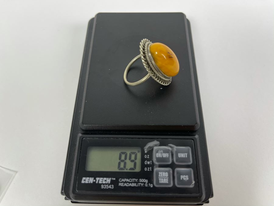 Sterling Silver Amber Size 8.5 8.9g [Photo 8]