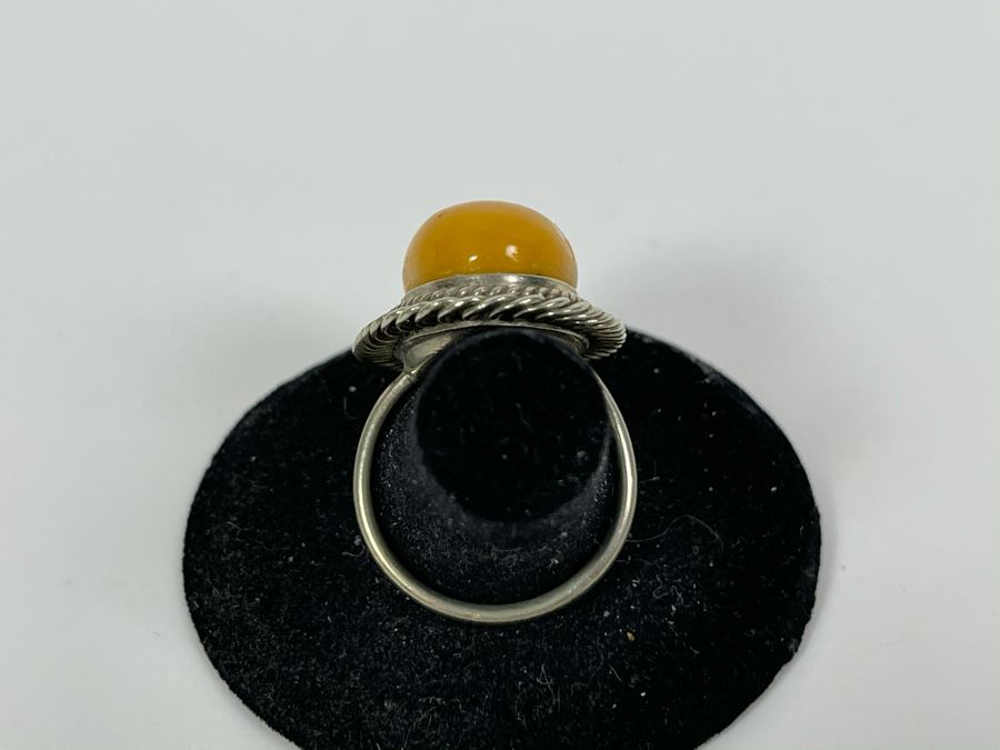Sterling Silver Amber Size 8.5 8.9g [Photo 5]
