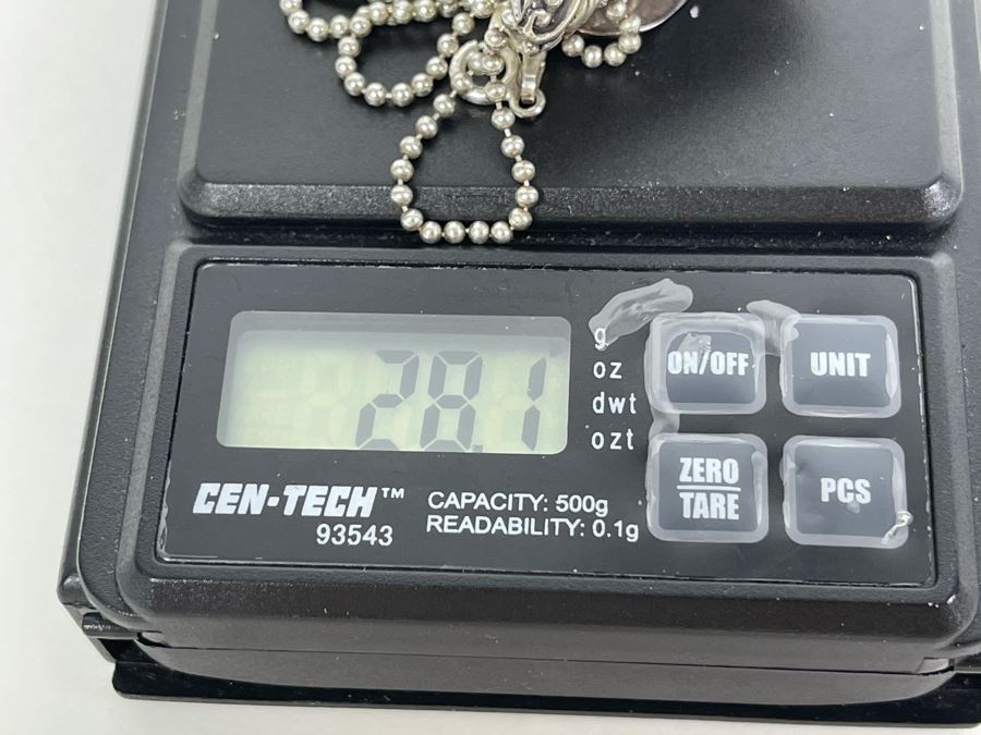 Sterling Silver And Semiprecious Stone Jewelry Lot: Sterling Silver Chain With Jasper Pendant, Four Pairs Of Sterling Silver Earrings And Sterling Cross Pendant Total Weight 28.1g [Photo 12]