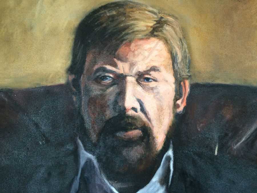 Large Original Portrait Oil Painting of Man with his Dog [Photo 3]