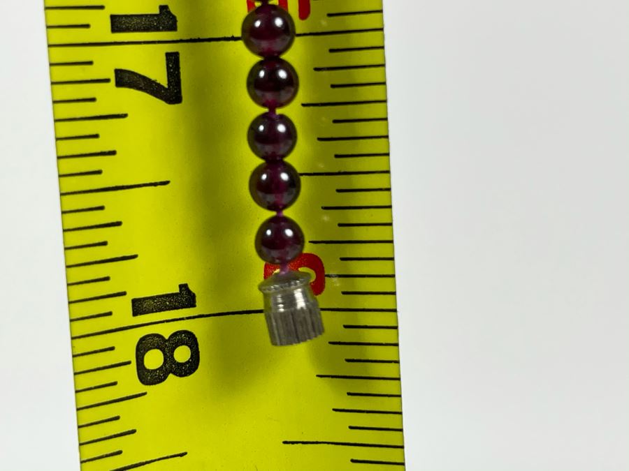 Garnet Beaded 18' Necklace With Two Pairs Of Garnet Beaded Earrings [Photo 7]