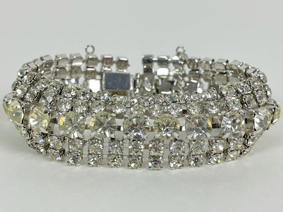 Vintage Signed WEISS Rhinestone Bling Bracelet [Photo 2]