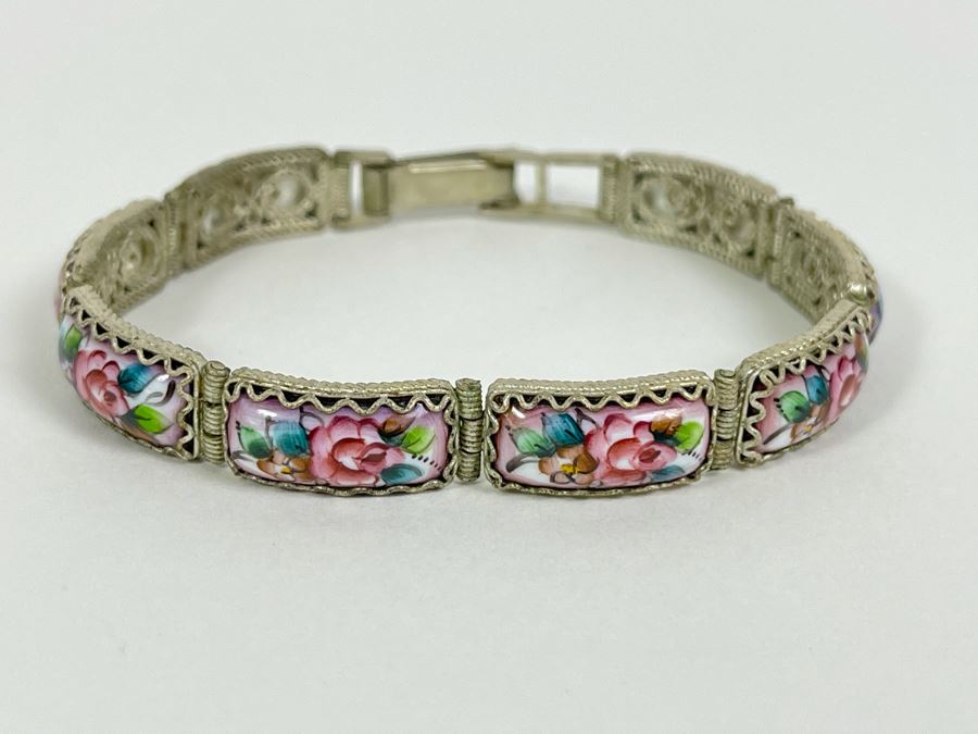 Russian Hand Painted Enamel Rostov Finift Bracelet [Photo 2]