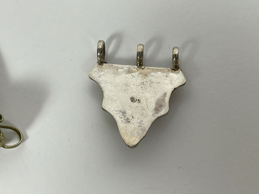 Sterling Silver Hematite Garnet Pendat, Sterling Silver Pendant And Sterling Perfume Funnel Total Weight 30.5g [Photo 6]