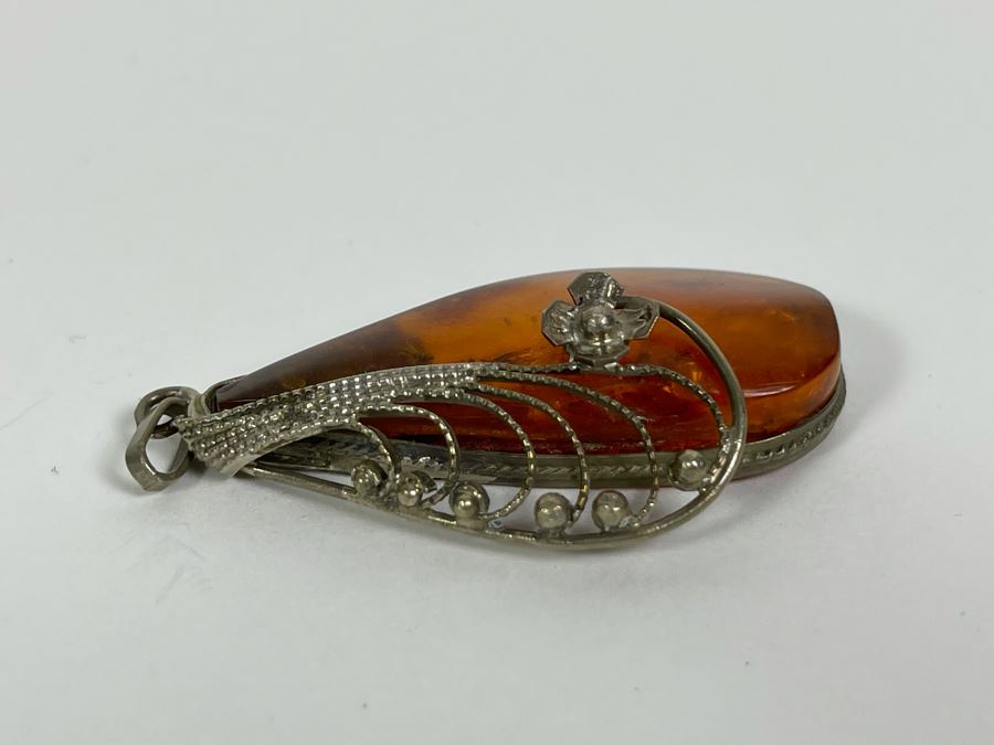 Sterling Silver Amber Pendant 7.7g [Photo 5]
