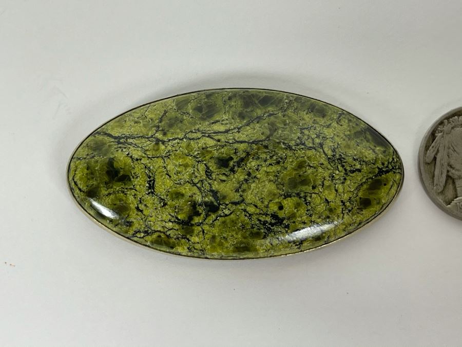 Sterling Silver Green Jasper Brooch Pin [Photo 2]