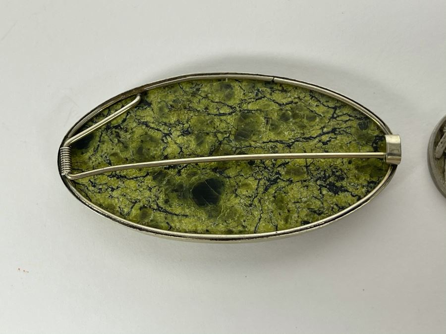 Sterling Silver Green Jasper Brooch Pin [Photo 4]