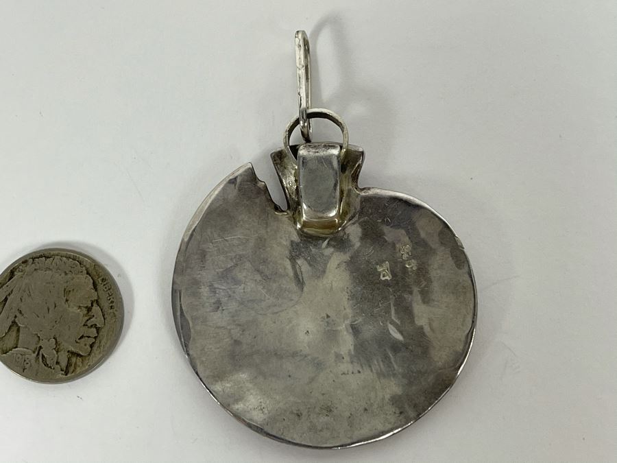 Large Sterling Silver Hopi Pendant Signed DE 37.5g Fair Market Value $75 [Photo 3]