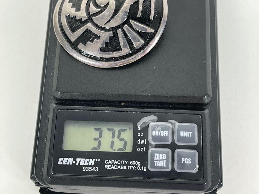 Large Sterling Silver Hopi Pendant Signed DE 37.5g Fair Market Value $75 [Photo 6]