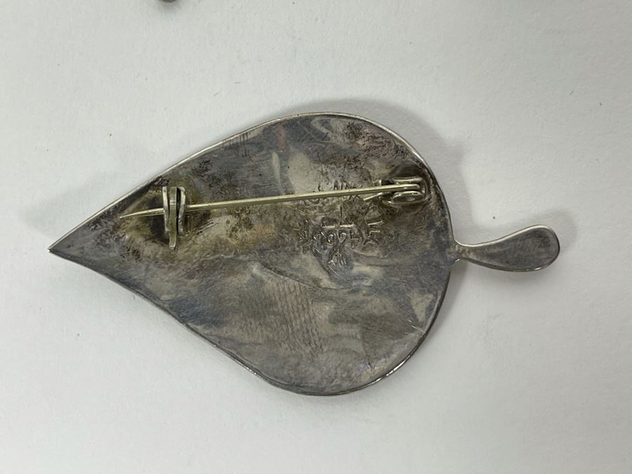 Collection Of Sterling Silver Pendants And Turquoise Inlay Brooch Pin Total Weight 22.2g [Photo 7]