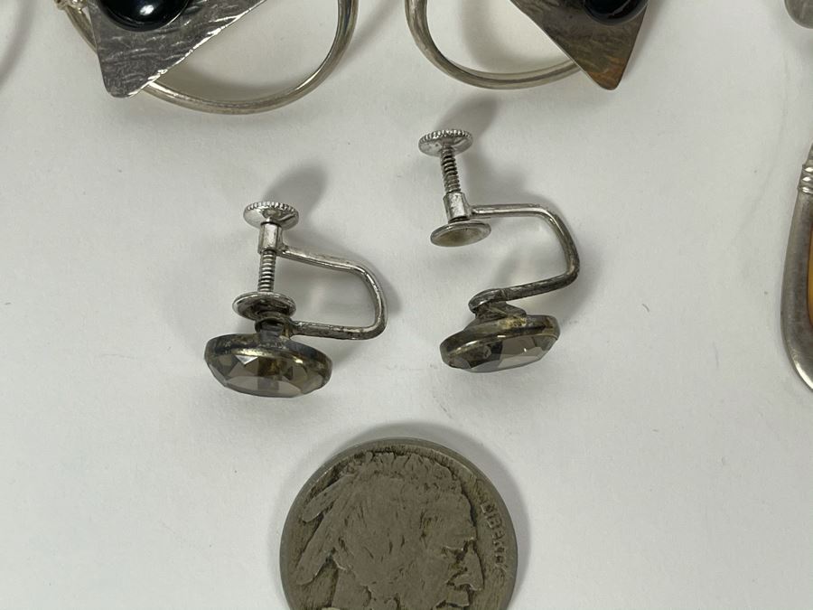 JUST ADDED - Four Pairs Of Sterling Silver Earrings With Various Stones 28.4g [Photo 7]