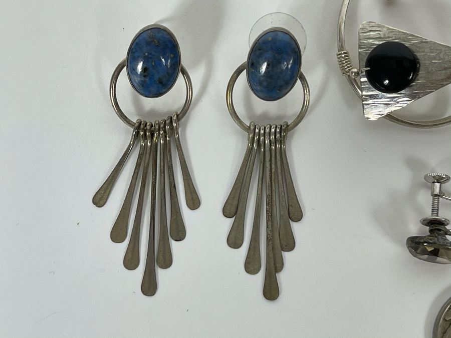 JUST ADDED - Four Pairs Of Sterling Silver Earrings With Various Stones 28.4g [Photo 6]