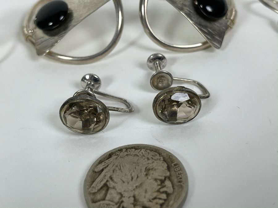 JUST ADDED - Four Pairs Of Sterling Silver Earrings With Various Stones 28.4g [Photo 2]