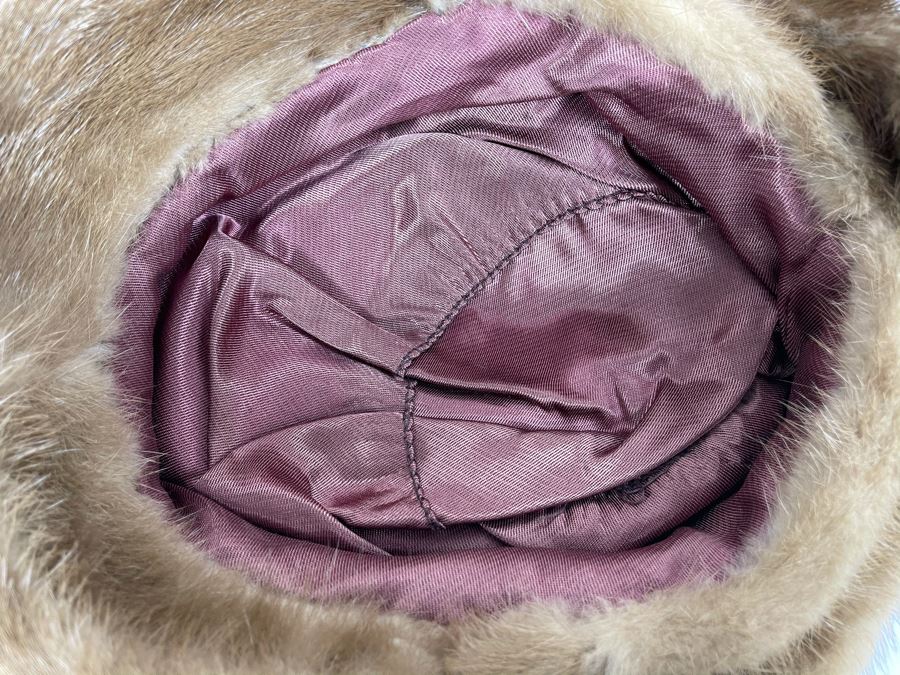 JUST ADDED - Vintage Mink Fur Jockey Cap Hat (Measures 8' From Forehead To Back) [Photo 7]