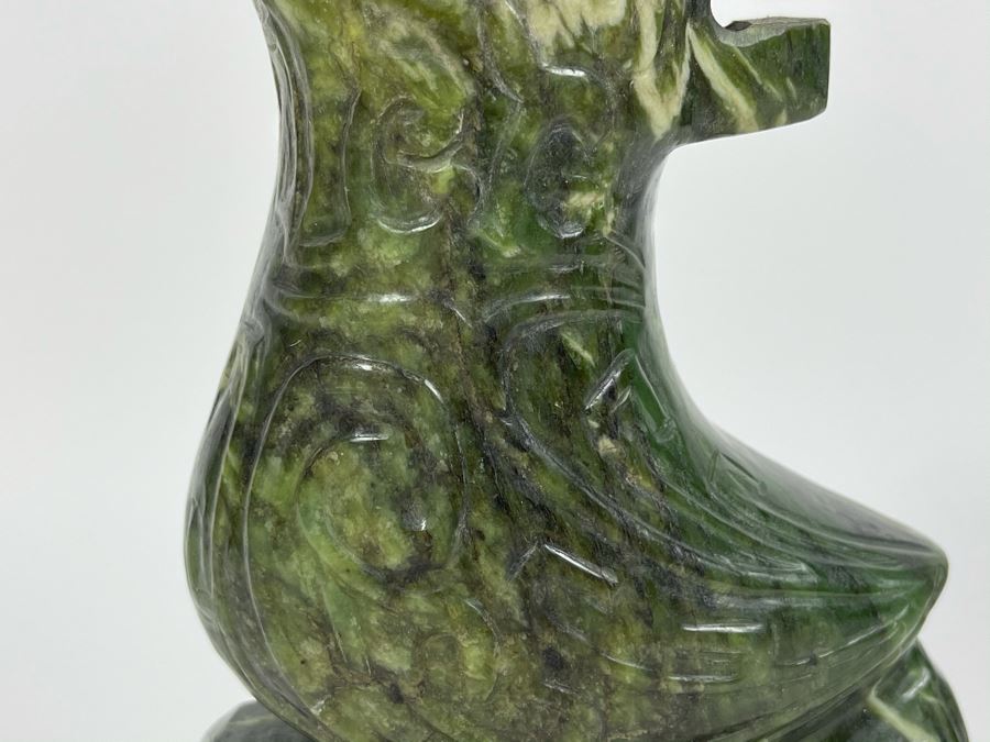 Vintage Hand Carved Jade Bird With Custom Wooden Stand 5.5W X 2.5D X 9H [Photo 6]