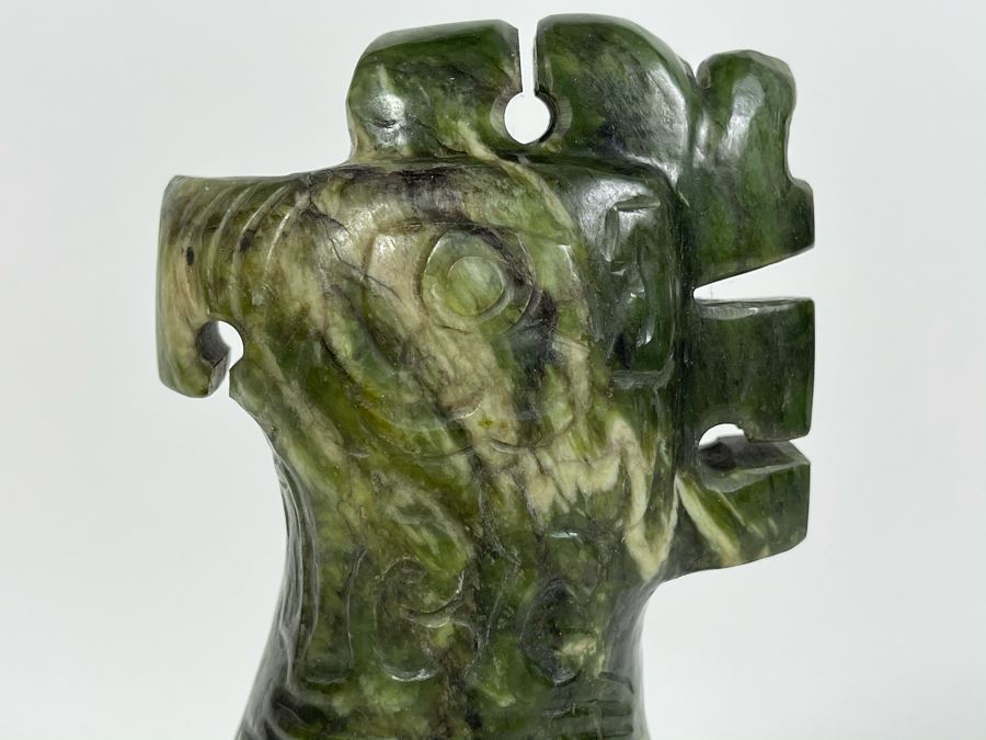 Vintage Hand Carved Jade Bird With Custom Wooden Stand 5.5W X 2.5D X 9H [Photo 5]