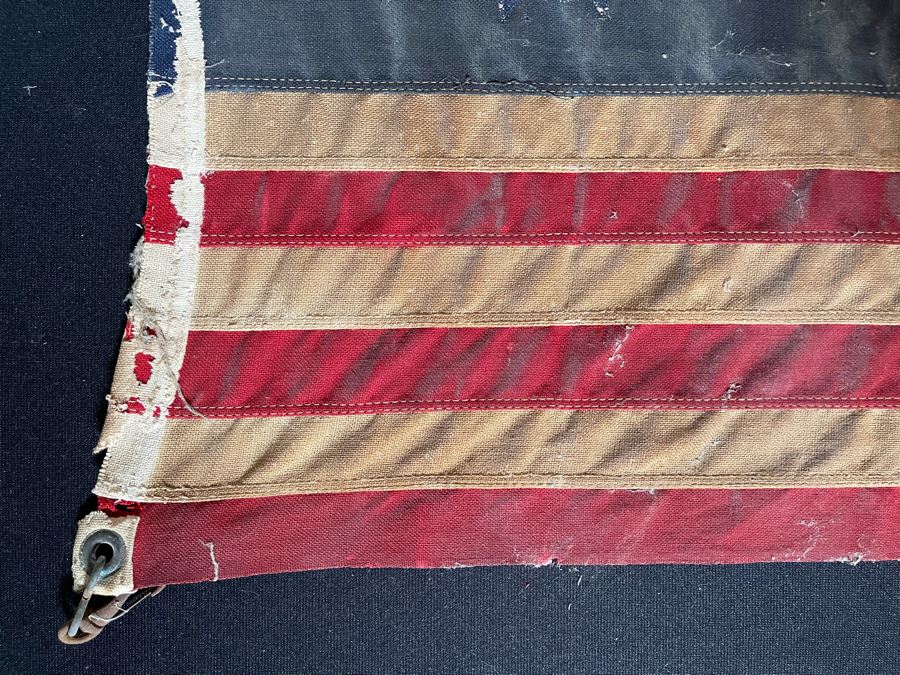 Old Weathered 13-Star Naval Ensign With Anchor Flag Hudson River Yacht 24W X 15H [Photo 10]