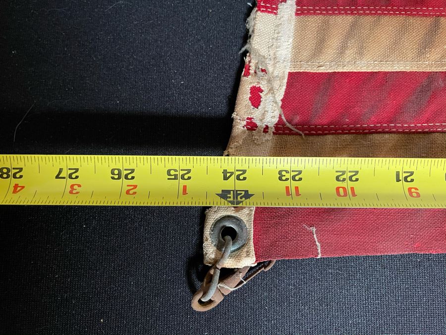 Old Weathered 13-Star Naval Ensign With Anchor Flag Hudson River Yacht 24W X 15H [Photo 12]
