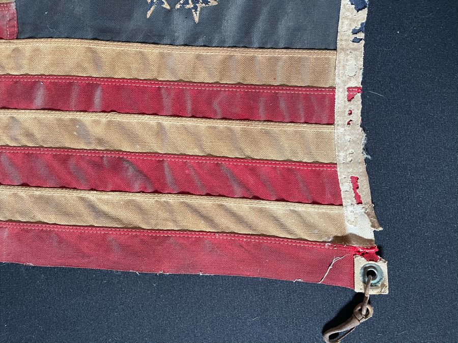 Old Weathered 13-Star Naval Ensign With Anchor Flag Hudson River Yacht 24W X 15H [Photo 6]