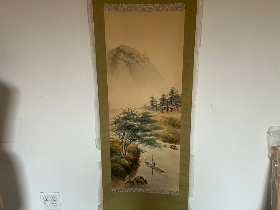 Original Signed Asian Hand Painted Four Seasons Scrolls 15.5 X 39 [Photo 14]